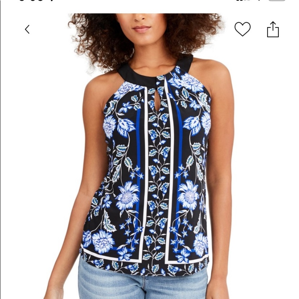 INC Petite Twisted Keyhole top